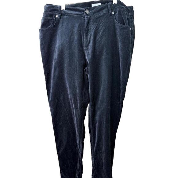J Jill Velvet Velour Womens Sz 18 Casual Pants Jeans Black - Picture 1 of 6